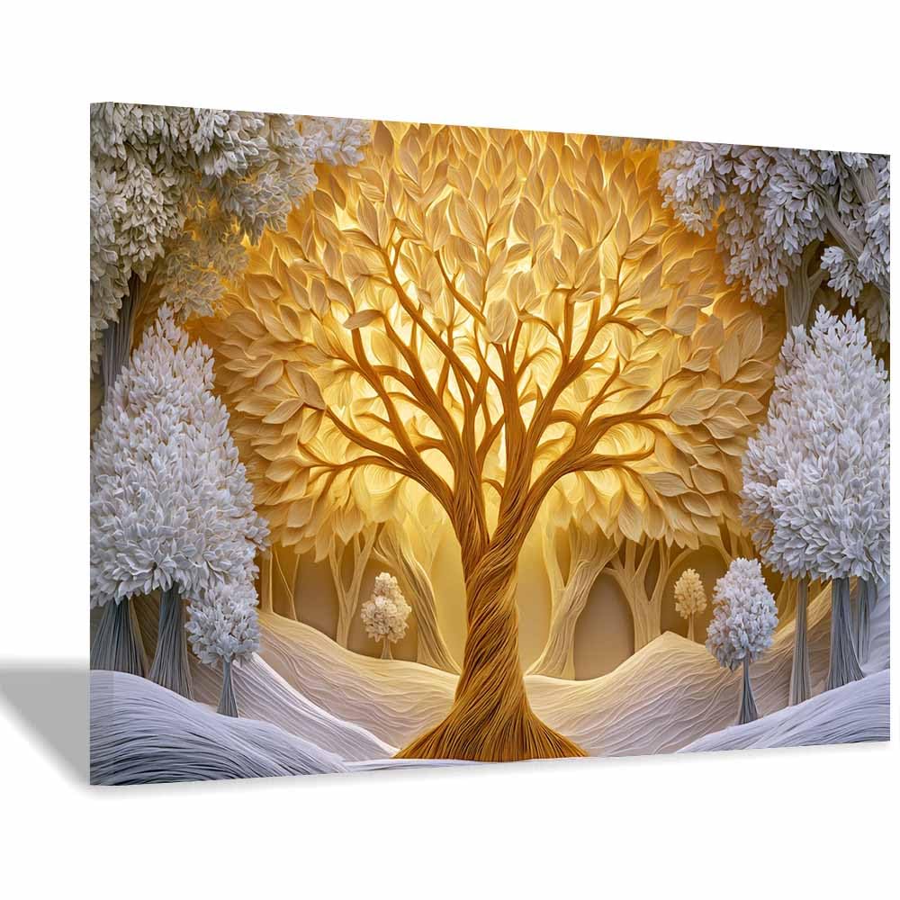 HOQIU Tree Wall Art Color Fall Tree artwork, home canvas prints, for Bathroom Living Room Bedroom(Multicolor)-70x100cm Framed