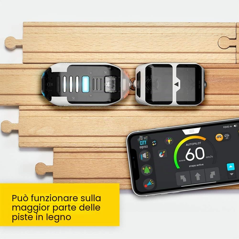J-1 Smart Train Set di Avviamento - Trenino Giocattolo Robot che Insegna la Codifica Attraverso il Gioco - Set di Treno in Legno Compatibile