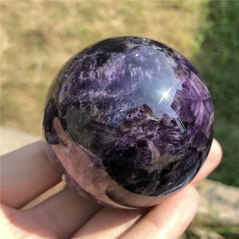 FUDGIO Naturalny kryształ szorstki 1 szt. naturalny ametyst kula kwarcowa kryształowa kula Reiki uzdrawiająca 55-60 mm