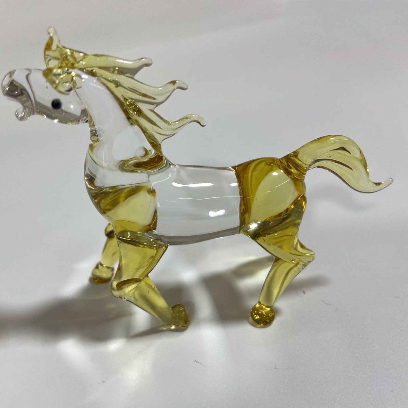 Decrzpb Yellow Crystal Ornament Horse Glass Figurine Handmade Animal Sculpture Art Gift For Birthday Home Table Ornament