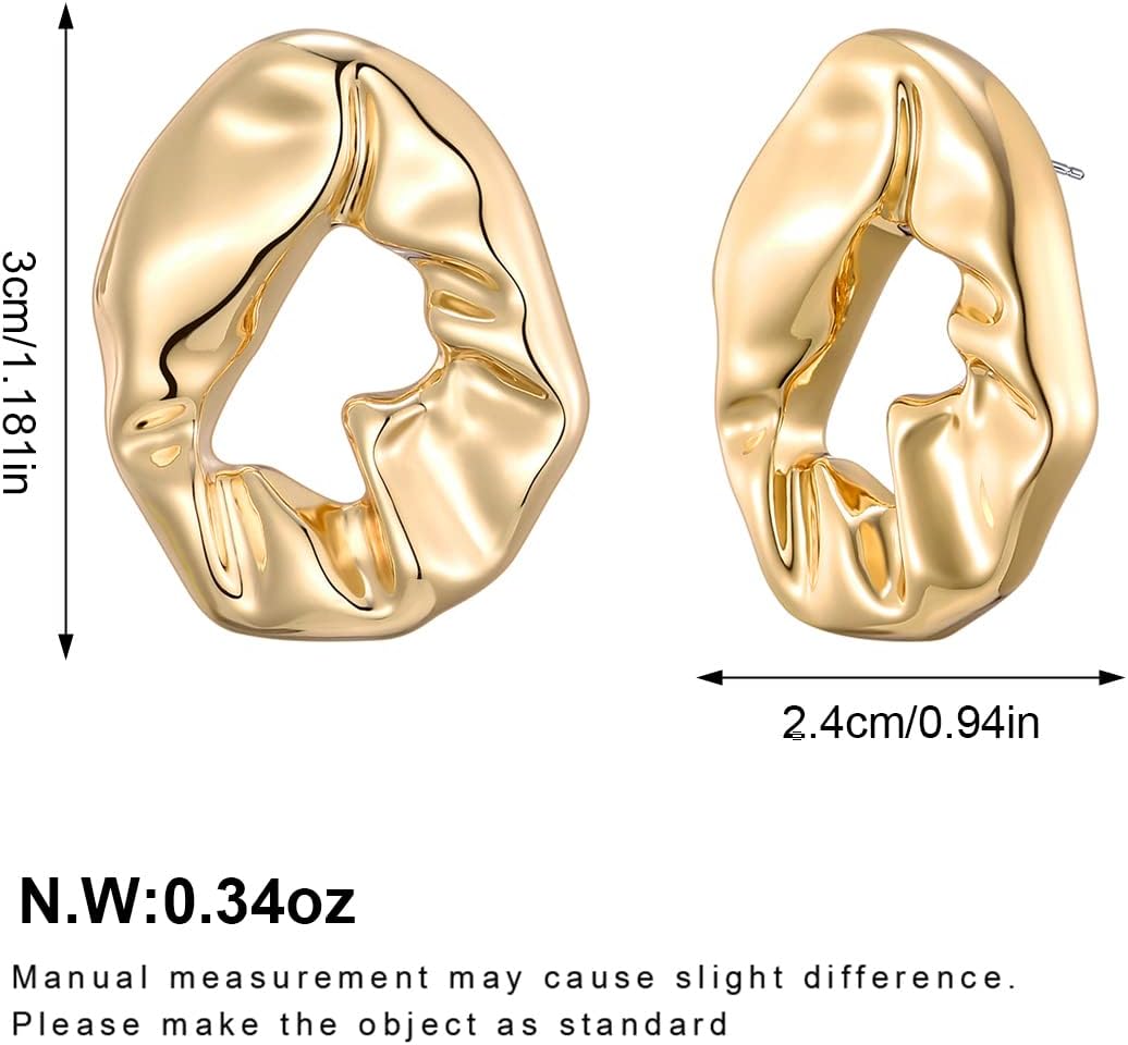 Gold Drop Earrings Geometric Hoop Earrings for Women Statement textured Dangle Earrings for Women Vintage Jewelry - Image 7