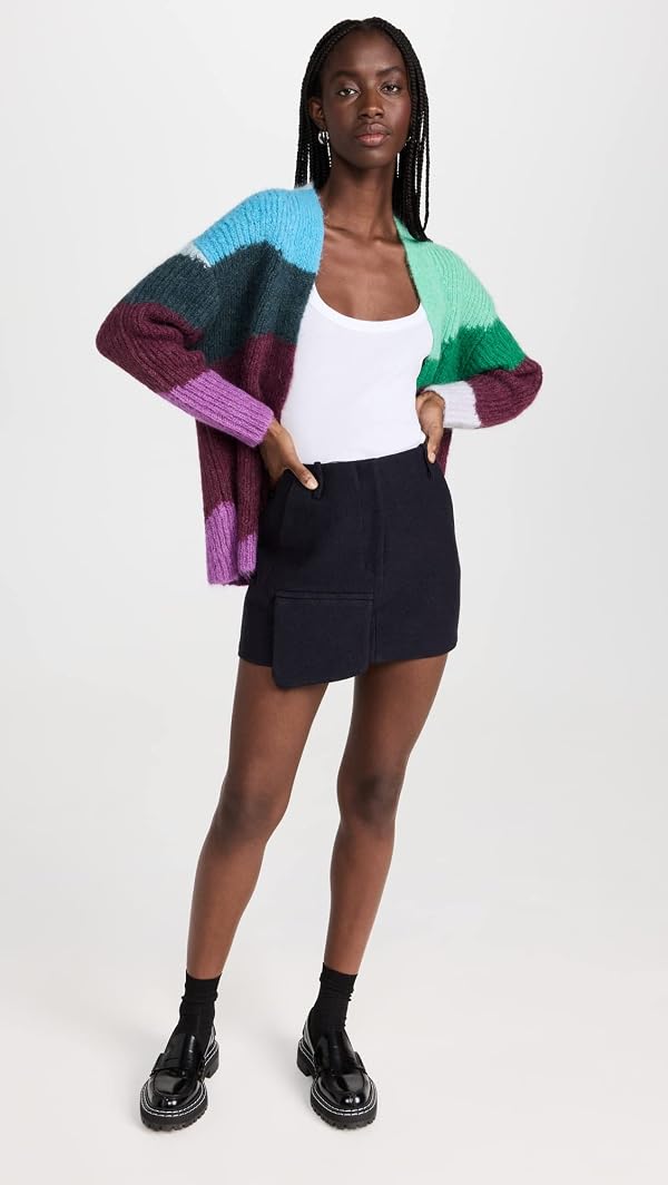 Vince Womens Intarsia Wave Cardigan, Plum Night Combo, Medium/Large by Vince - Image 5