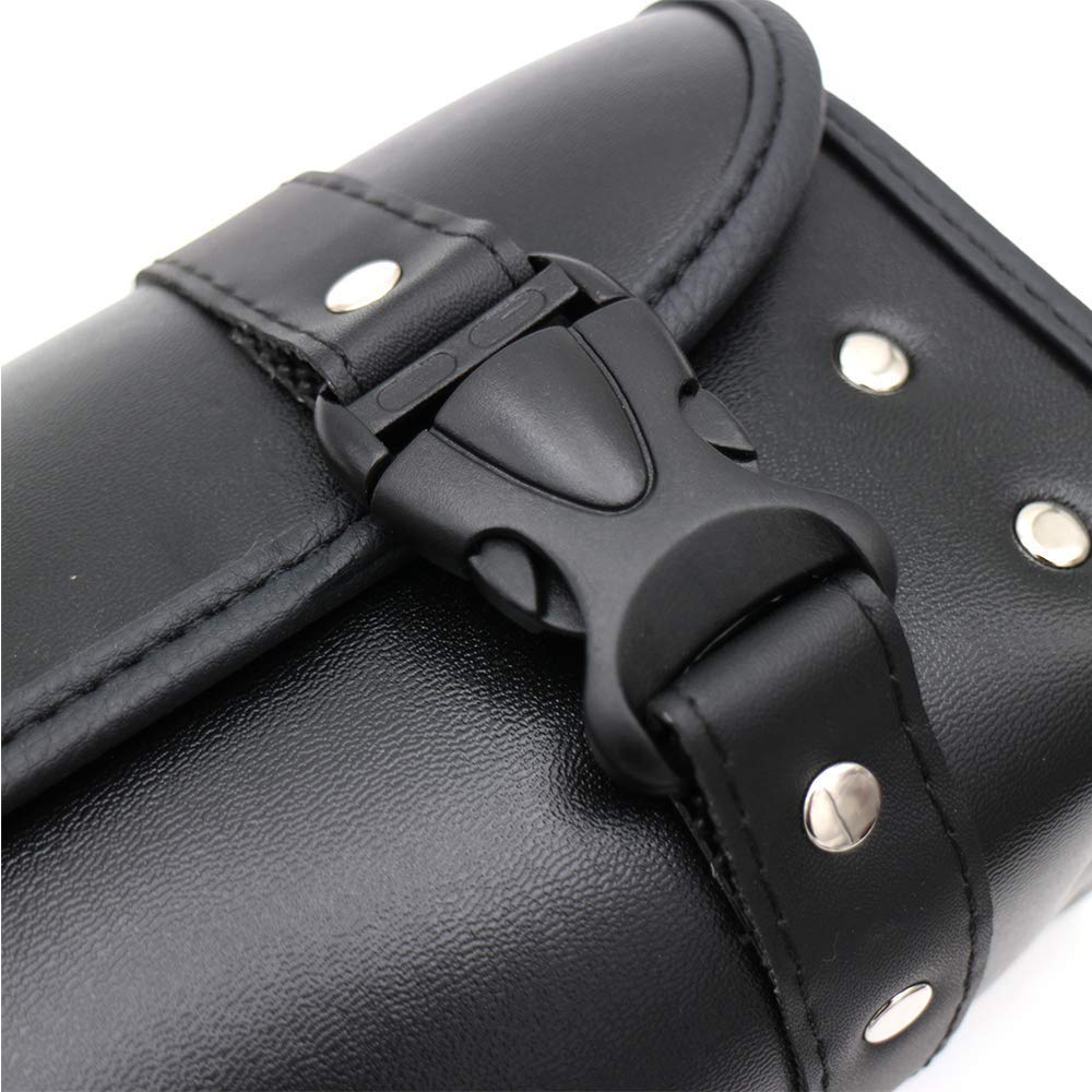 Sacoches Moto Sac à Outils Rond Sac Fourchette en Cuir PU - Noir