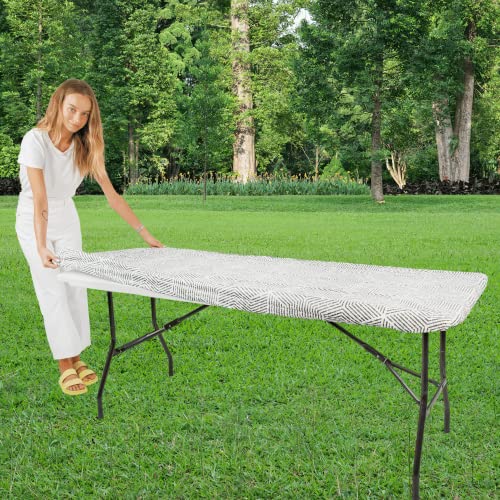 Tablecloth For Folding Table -Fitted Rectangular Table Cloth For 6 Foot – Size 32 X 72 Inch - (180 X 75 Cm) Plastic Vinyl Flannel Backed With Elastic Rim- For Christmas|Parties, Waterproof #TOP7