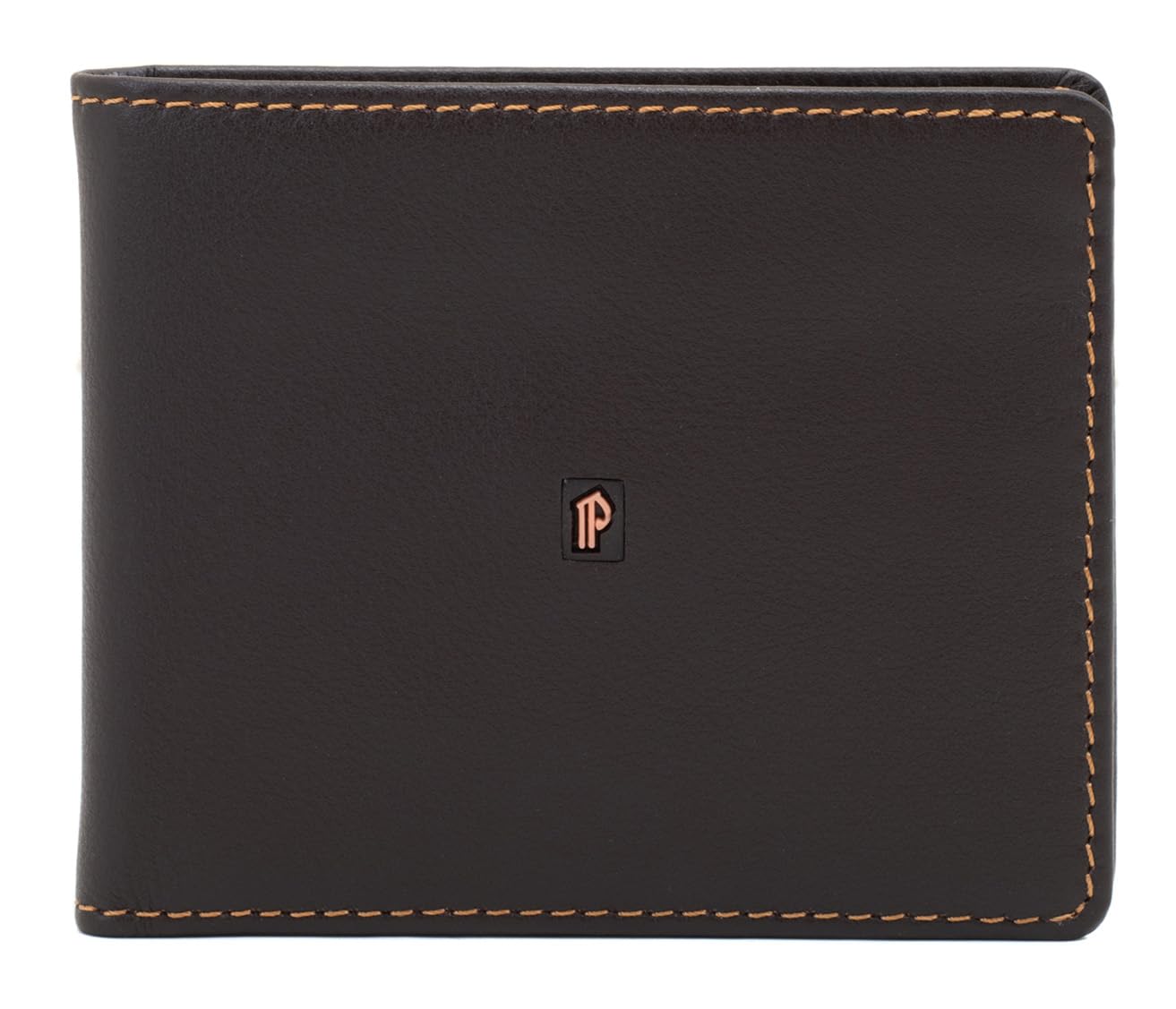 PE320 Cartera Marron de Piel Legitima Tarjetero para Hombre | Billetera con Protección RFID, Doble Billetero.