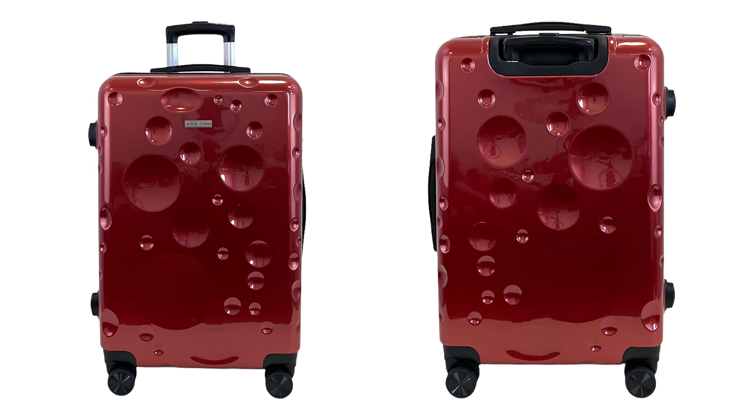 Set de 3 valises/Bagages ABS Rigide à 4 roulettes pivotante avec Serrure TSA intégré (Rouge vin, Set de 3)