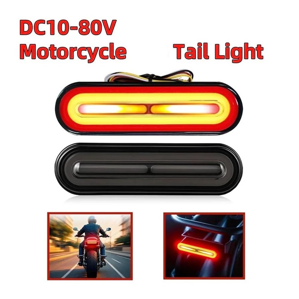 Generique Moto Arrière Lampe Feu Arrière LED Pour Motos, Avec Clignotants Séquentiels, Flash DRL 3 En 1, Stop Pour Camion, ATV, UTV