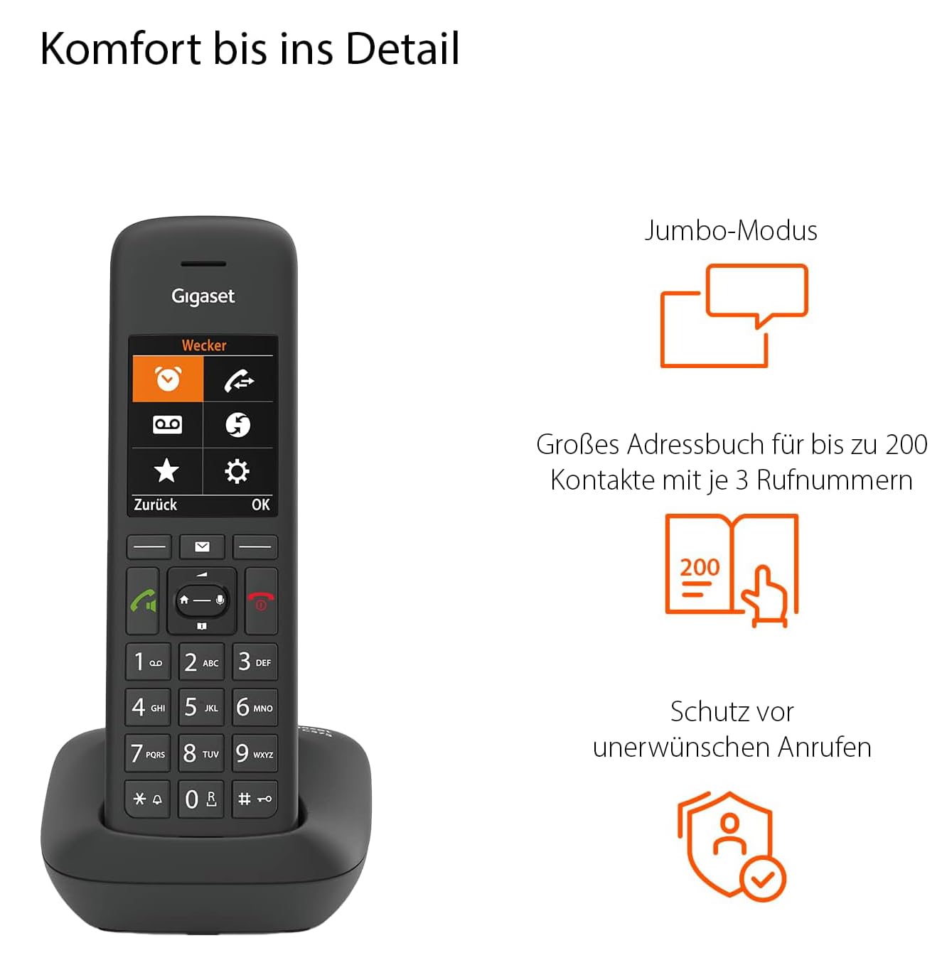 Gigaset C575 - Schnurloses DECT-Telefon - großes Farbdisplay mit moderner Benutzeroberfläche - Adressbuch für 200 Kontakte - Schutz vor unerwünschen Anrufen – Bild 4