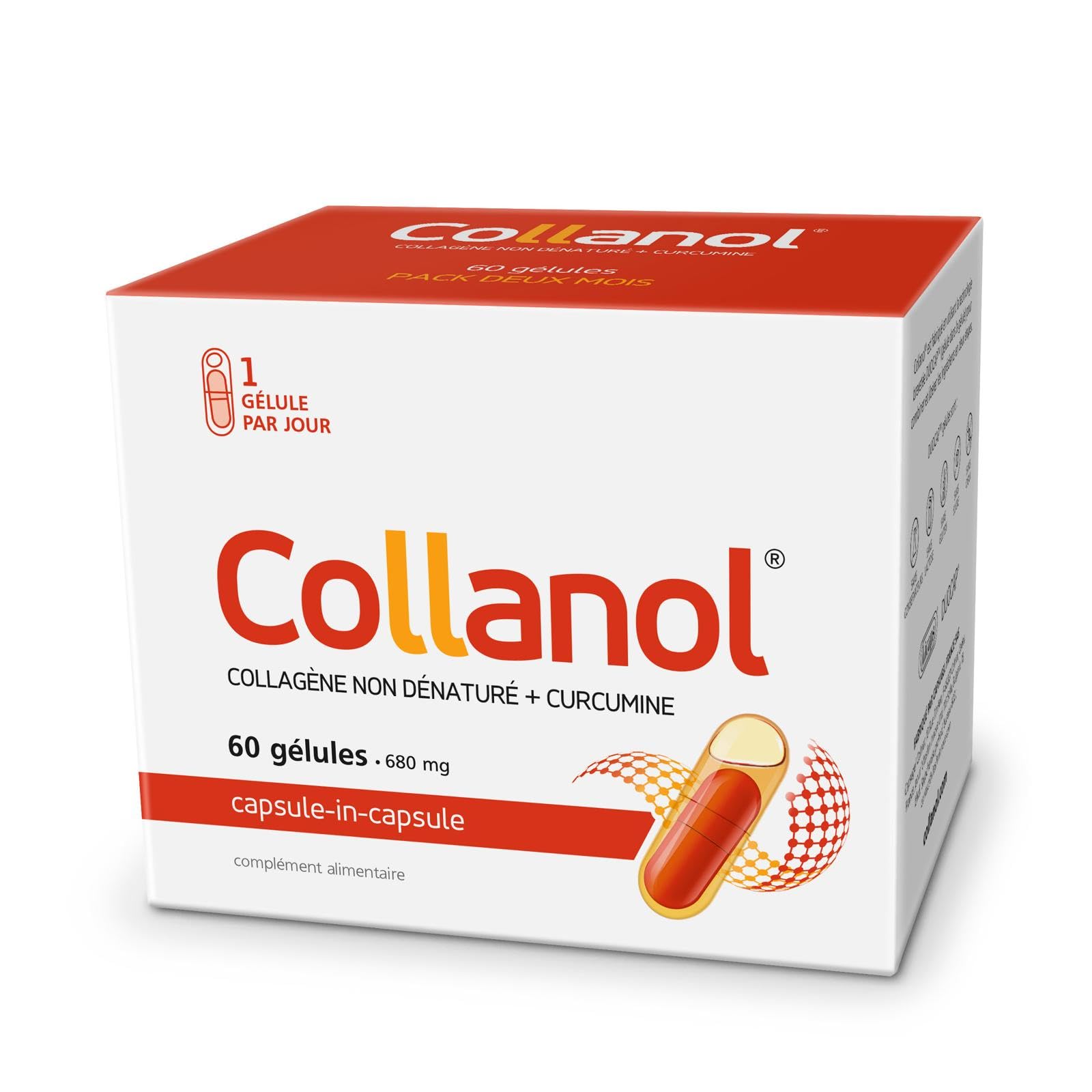 Collanol – Innovation in der Pflege gesunder Gelenke Flüssige Formel in einer Doppelkapsel 3D- Kollagen + Mizell-Extrakt von Curcumawurzeln 1 Kapsel/Tag. Laborgeprüft (60 Kapseln)