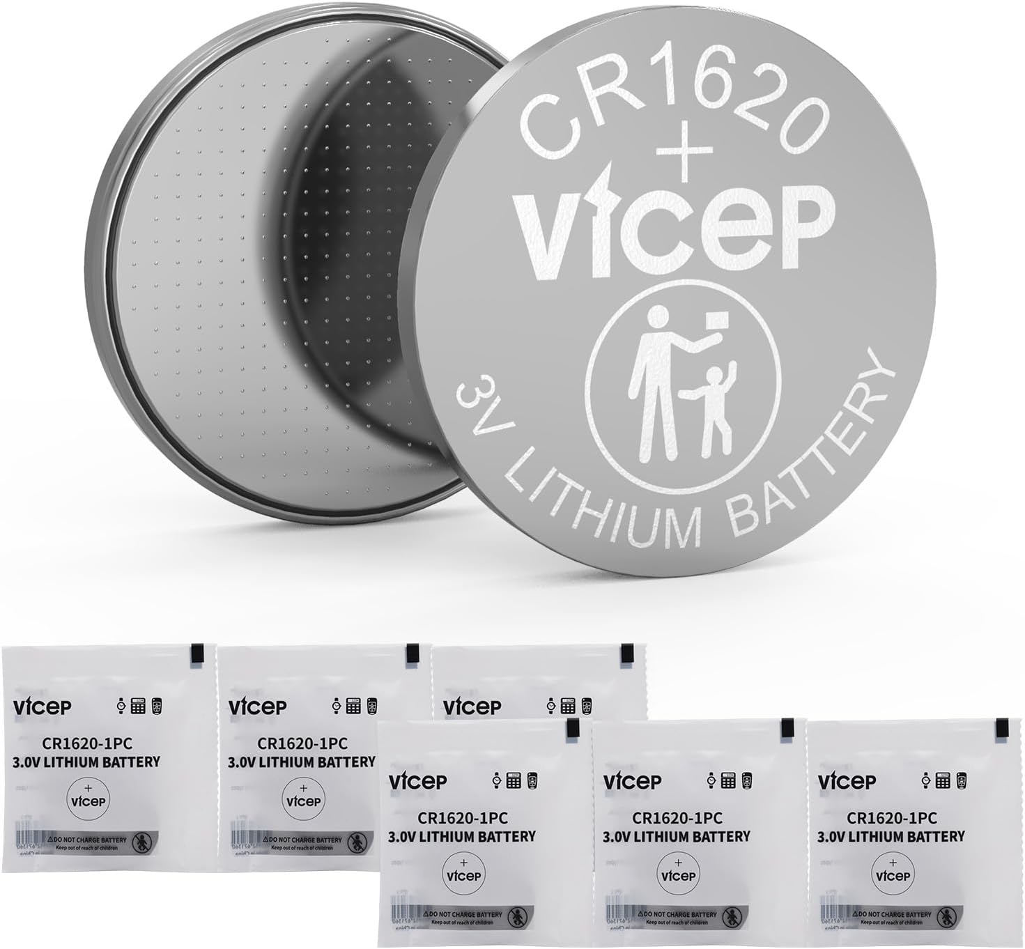 6-Pack Batteria CR1620 Batterie CR 1620 a Bottone al litio 3V per portachiavi per auto, orologi, telecomando, calcolatrice e altro, confezionata singolarmente - Amazon product rated Grade B