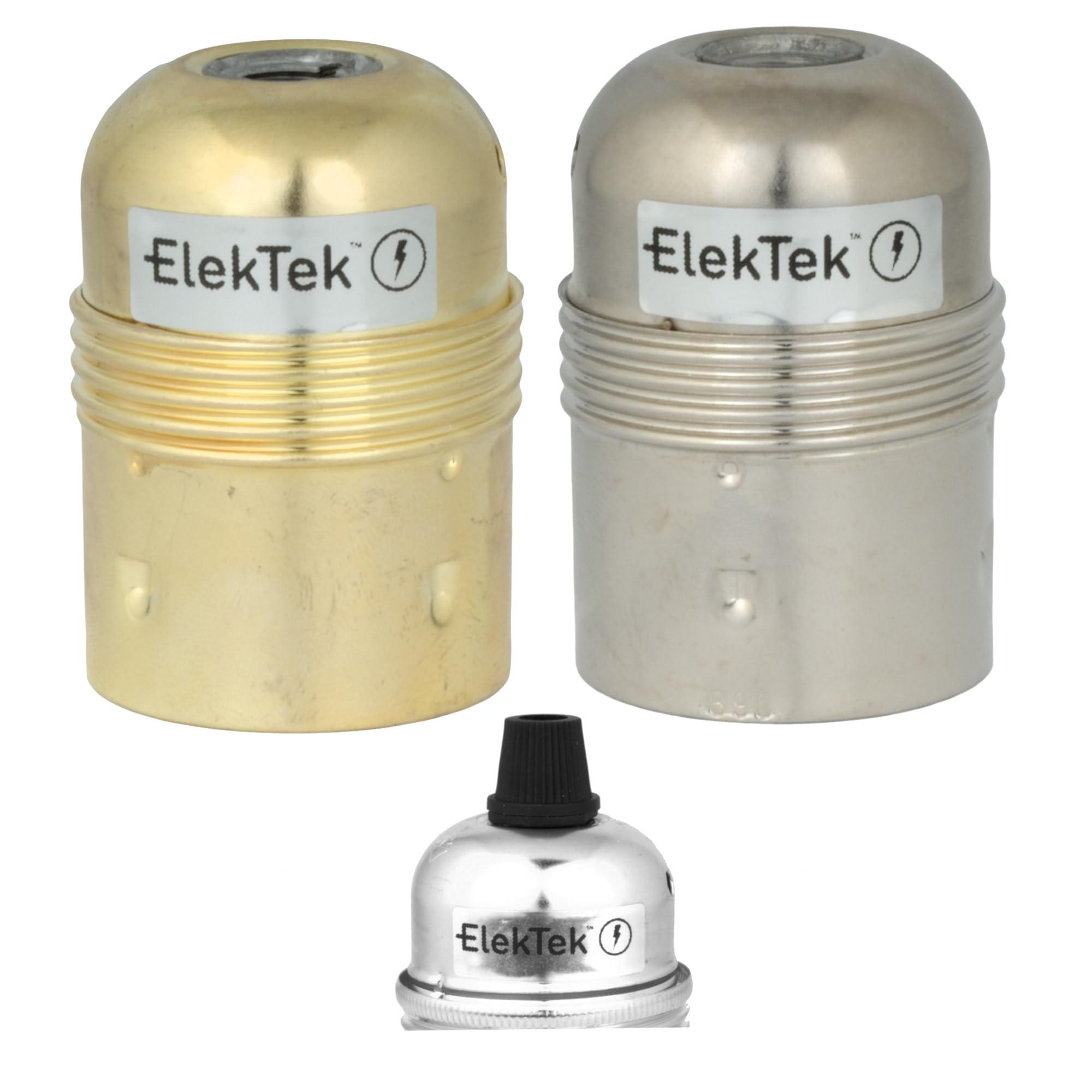 ElekTek E27 Lampenfassung, Messing – 10 Mm Gewindeeingang, Geerdet, Mit Optionalem Schnurgriff