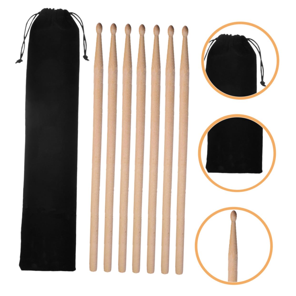 SUPVOX 2 set Bacchette per Batteria in Legno d Acero Punta in Legno e Borsa in Nera Leggere ed Ergonomiche per Adulti e Principianti per Jazz e Batteria Elettronica