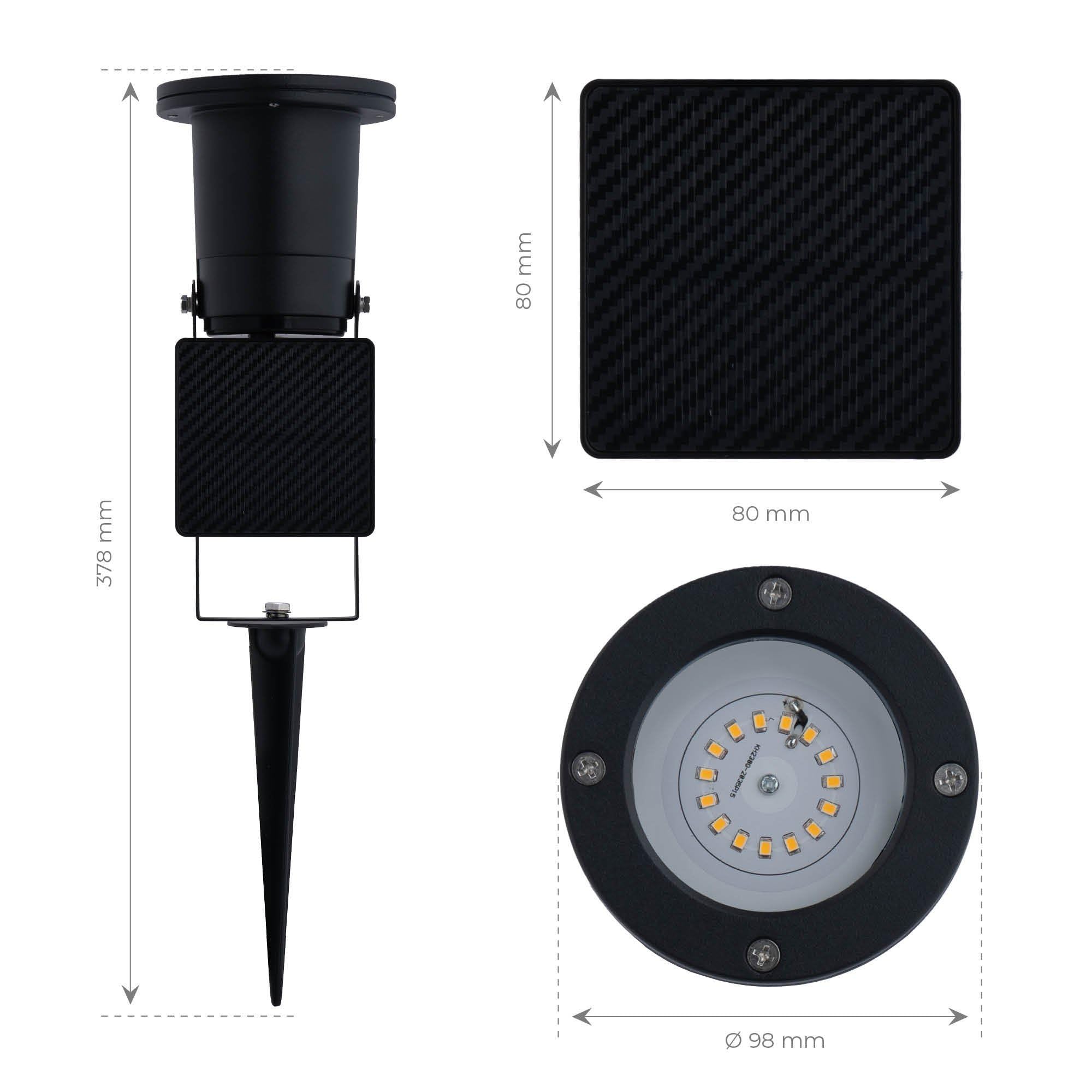 Ledvion 6er Set Gartenstrahler mit Erdspieß IP65 GU10 ohne Leuchtmittel | Kabellose Akzentbeleuchtung fuer Garten Terrasse Einfahrt Wege und Beete