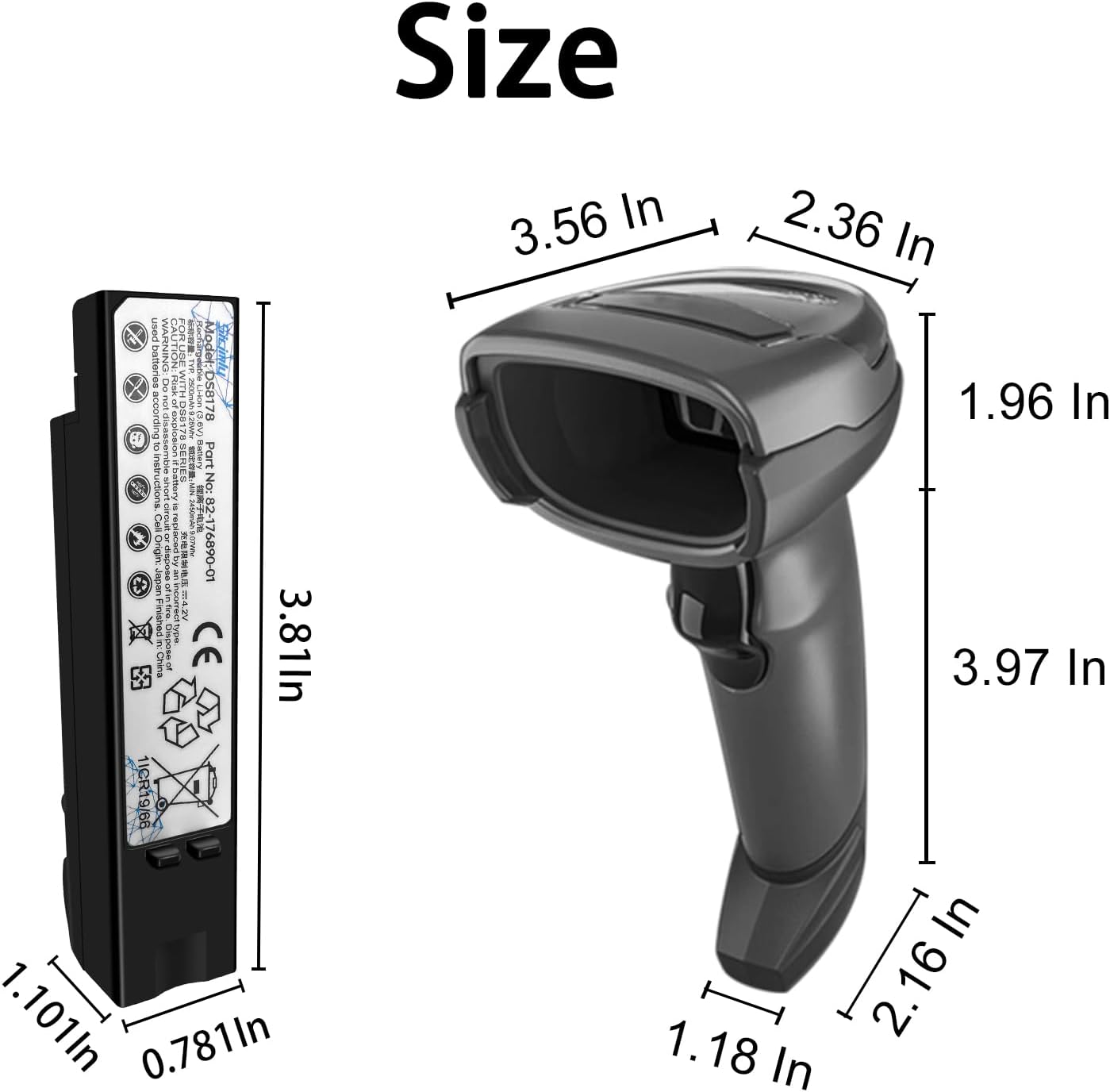 82-176890-01 Replacement Battery for Zebra DS8100 DS8178 DS8170 Series Barcode Scanners 2500mAh.