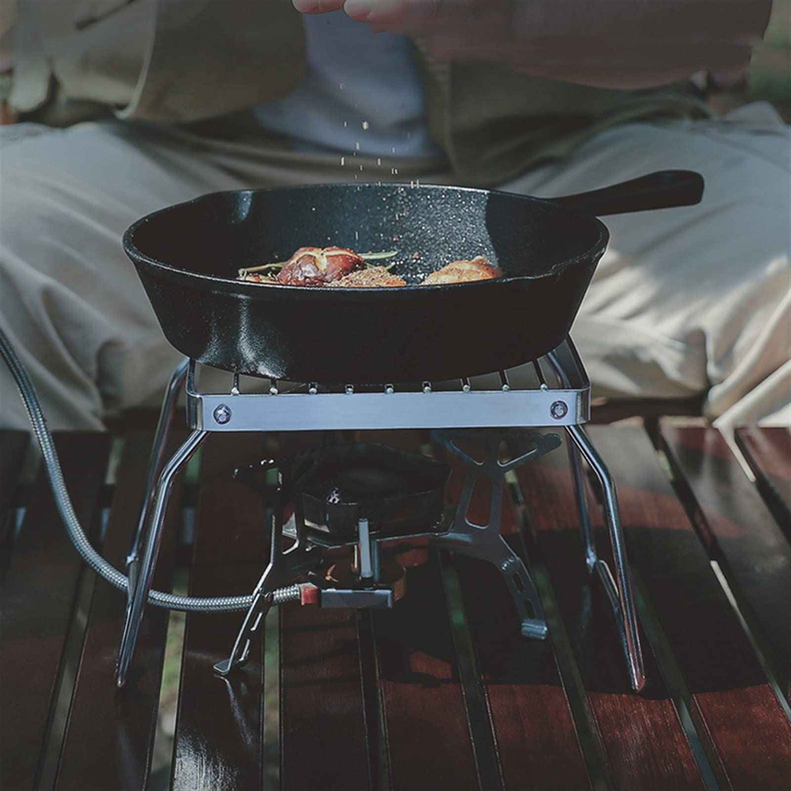 Grill 2pcs Parrilla plegable de acero inoxidable, horno portátil para acampar al aire libre, soporte para parrilla de barbacoa, accesorios para barbacoa