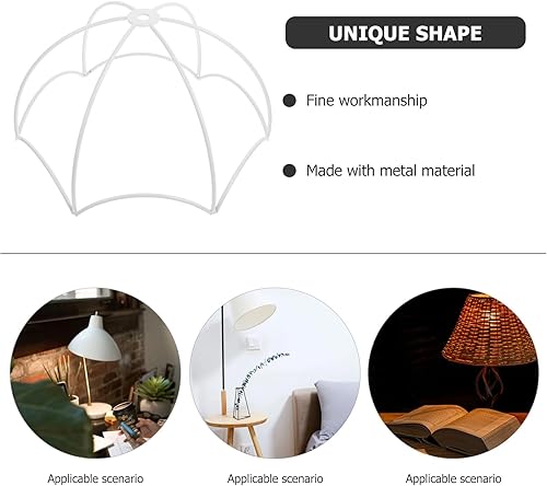 Miniatura 4 de LIFKOME Marco de pantalla de lámpara de alambre, pantalla de lámpara de bricolaje, anillo de luz de alambre, protector de jaula de luz de bricolaje,