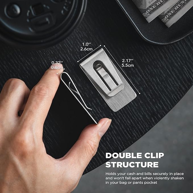 Money Clip,money clips Stainless Steel Credit Business Card Holder, cash clip Pocket Cash Wallet3