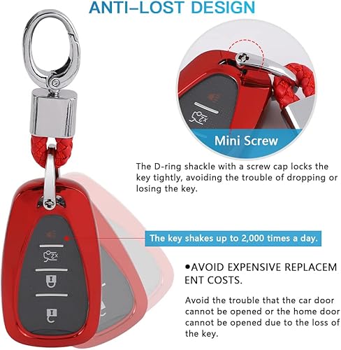 Miniatura 8 de 1797 Funda roja para llavero para Chevy Chevrolet Malibu Cruze Equinox Camaro Blazer Traverse Sonic Spark Trailblazer Bolt Trax Car Key Chain Case