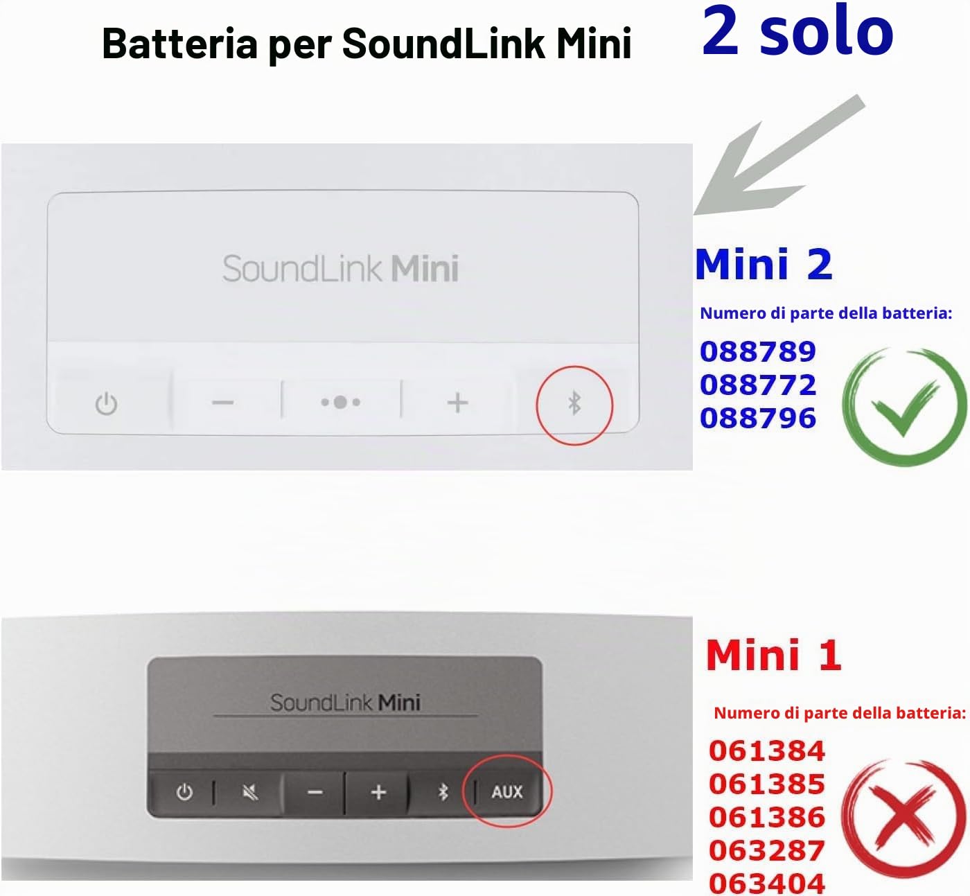 088772 088789 088796 - Batteria per altoparlante Bluetooth Bose Soundlink Mini 2 con PCB (7,4 V 2800 MAH)
