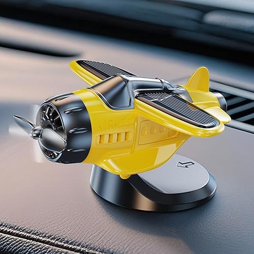 Solar Energy Driven Propeller Fighter Ornament for Cars Unique Rotating Feature (black)(Black)