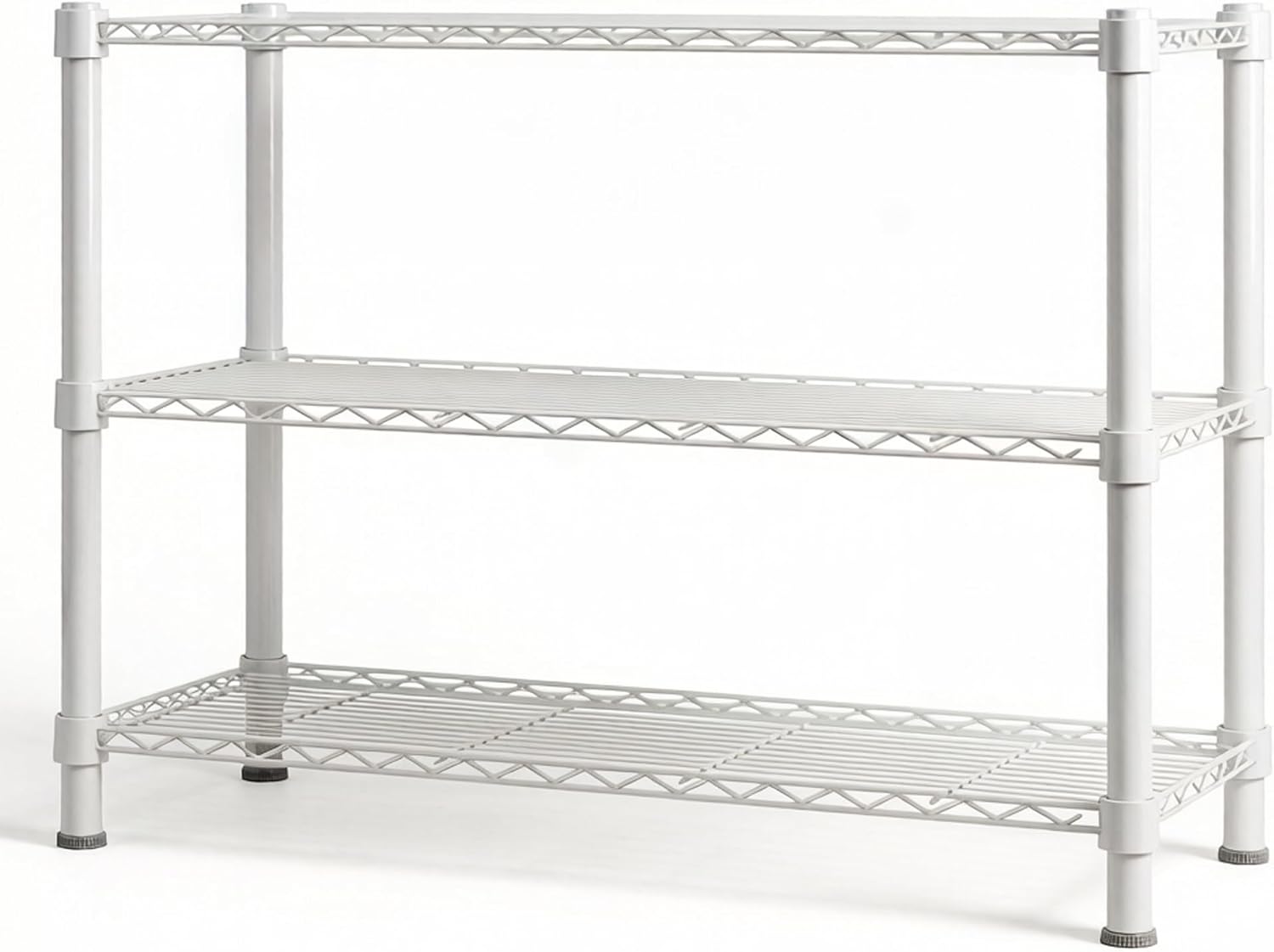 Standing Shelving Units, 36" W x 14" D x 32" H Metal Storage Shelves, Adjustable Carbon Steel Wire Shelving Rack Display Shelf for Garage Bathroom Kitchen Home Office (3-Tiers, White)