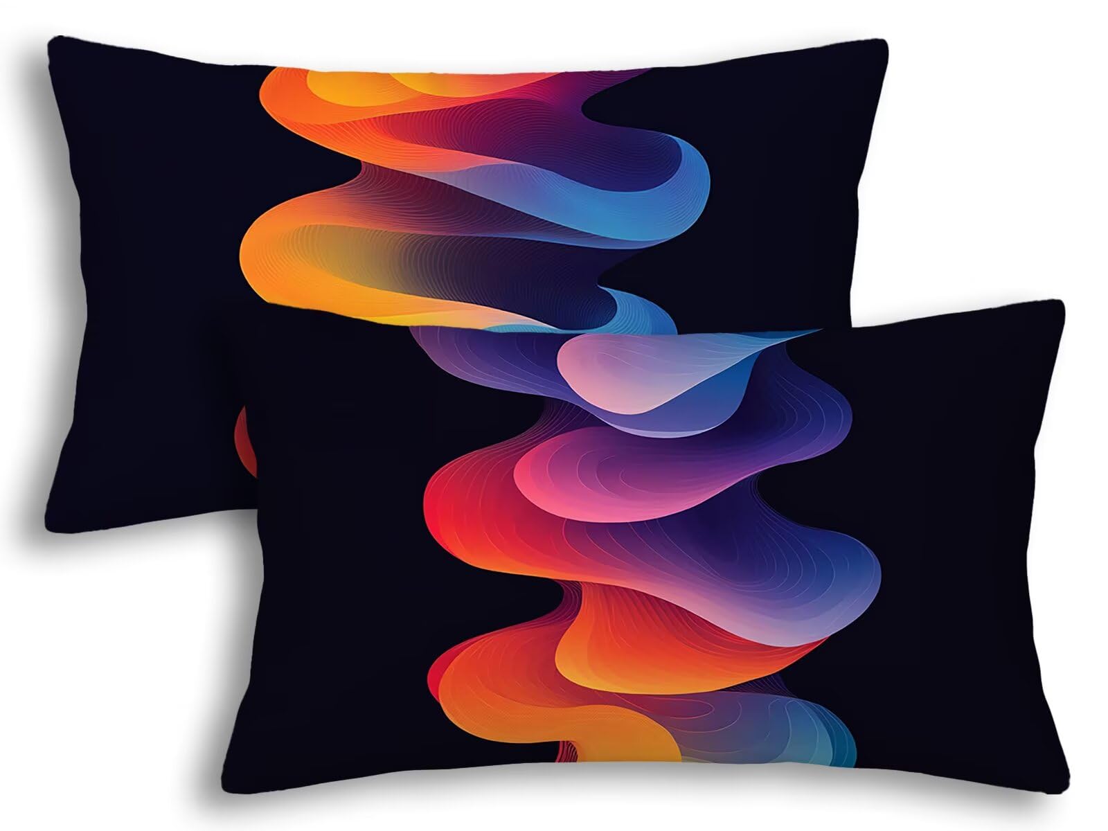 Housse de coussin noir 40x60 lot de 2 imperméable en lin rectangulaire pour jardin