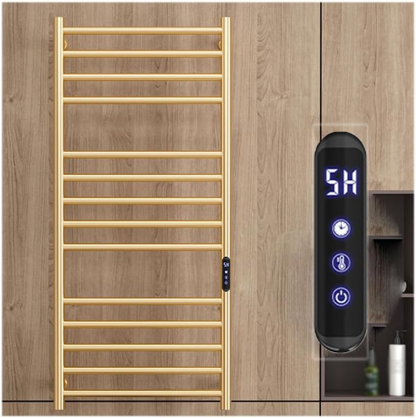 Heated Towel Rack Radiator Bathroom Accessories with Thermostatic,Stainless Steel Electric Towel Warmer Racks,Towel Warmers for Bathroom Wall Mounted,Silver a,Plug in Right