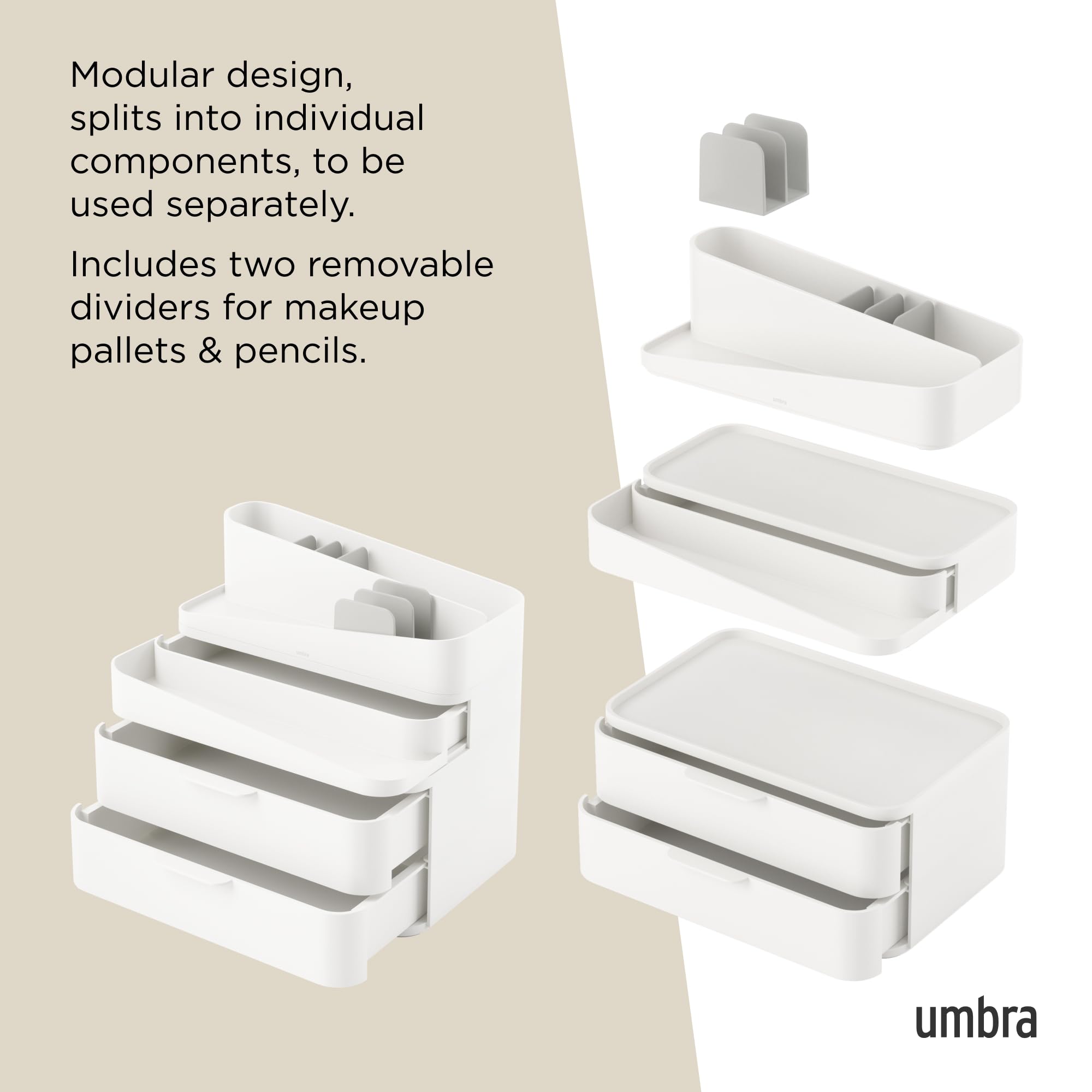 Umbra Glam duży organizer, biały/szary