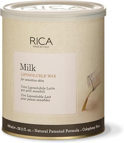 Rica Cera de leche para pieles sensibles, 27.1 fl oz, tiras de cera hidratantes y nutritivas naturales para mujeres