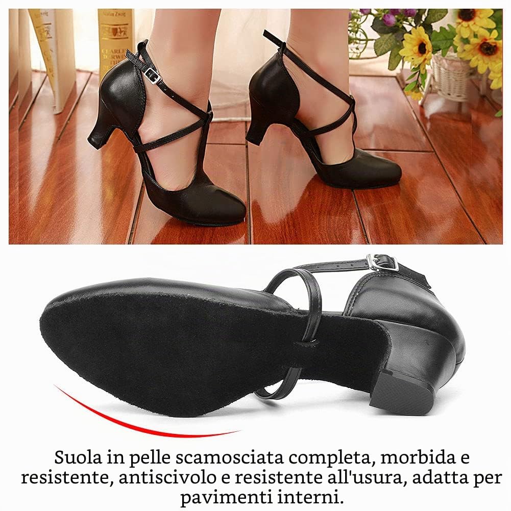 Scarpe da Ballo Latino Donna Punta Chiusa Americano Standard Salsa Tango Moderna Valzer Samba Party,Modello-L272-4.5