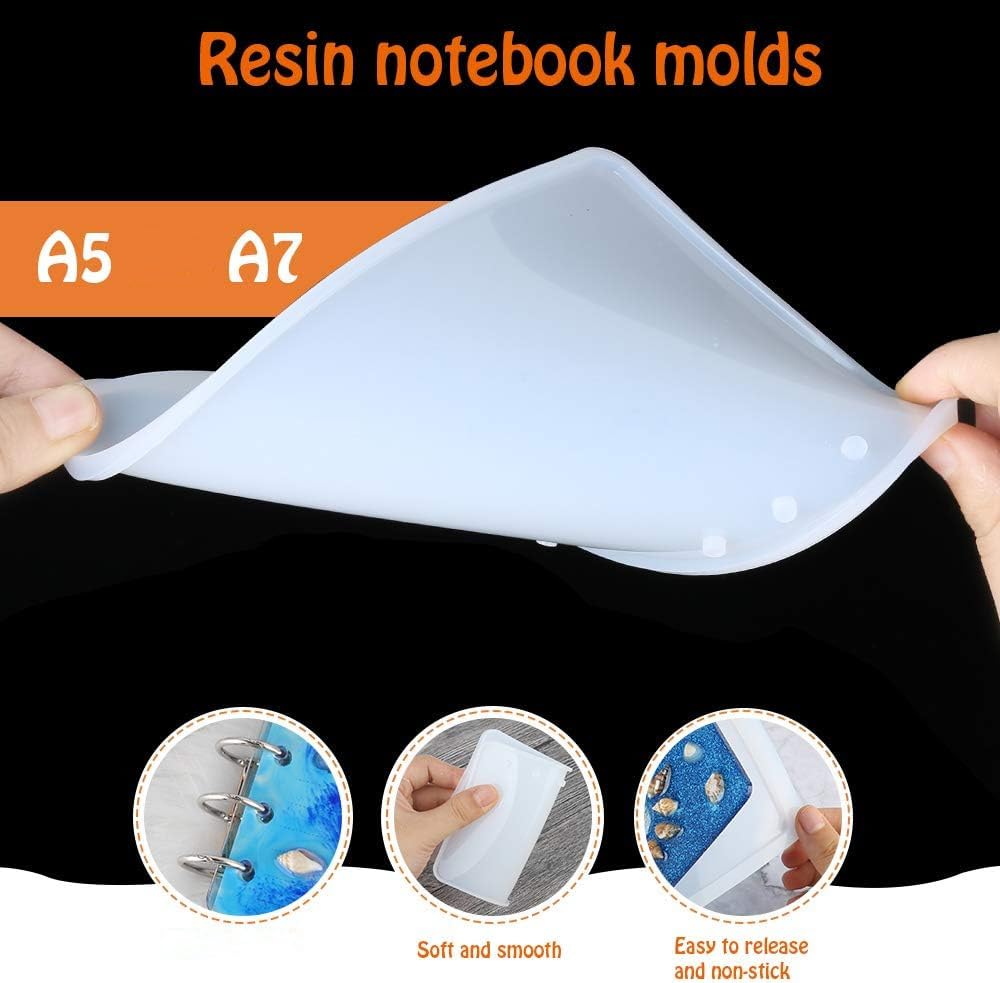 Pssopp 2 Stampi In Silicone Per Copertine Notebook – Formati A5 E A7, Trasparenti, Per Resina Epossidica E Fai-da-te
