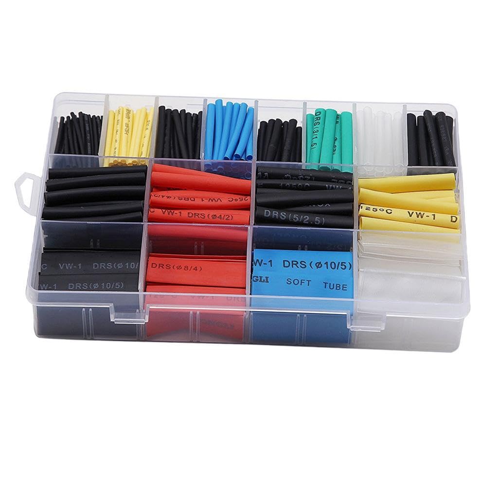 Puxzyax Heat Shrinkable Sleeve Set 580Pcs Wire Wrap Polyolefin Electrical Insulation Daily Repairs Tasks Mechanical Heat Shrink Tubing Sleeve Set Shrink Tube