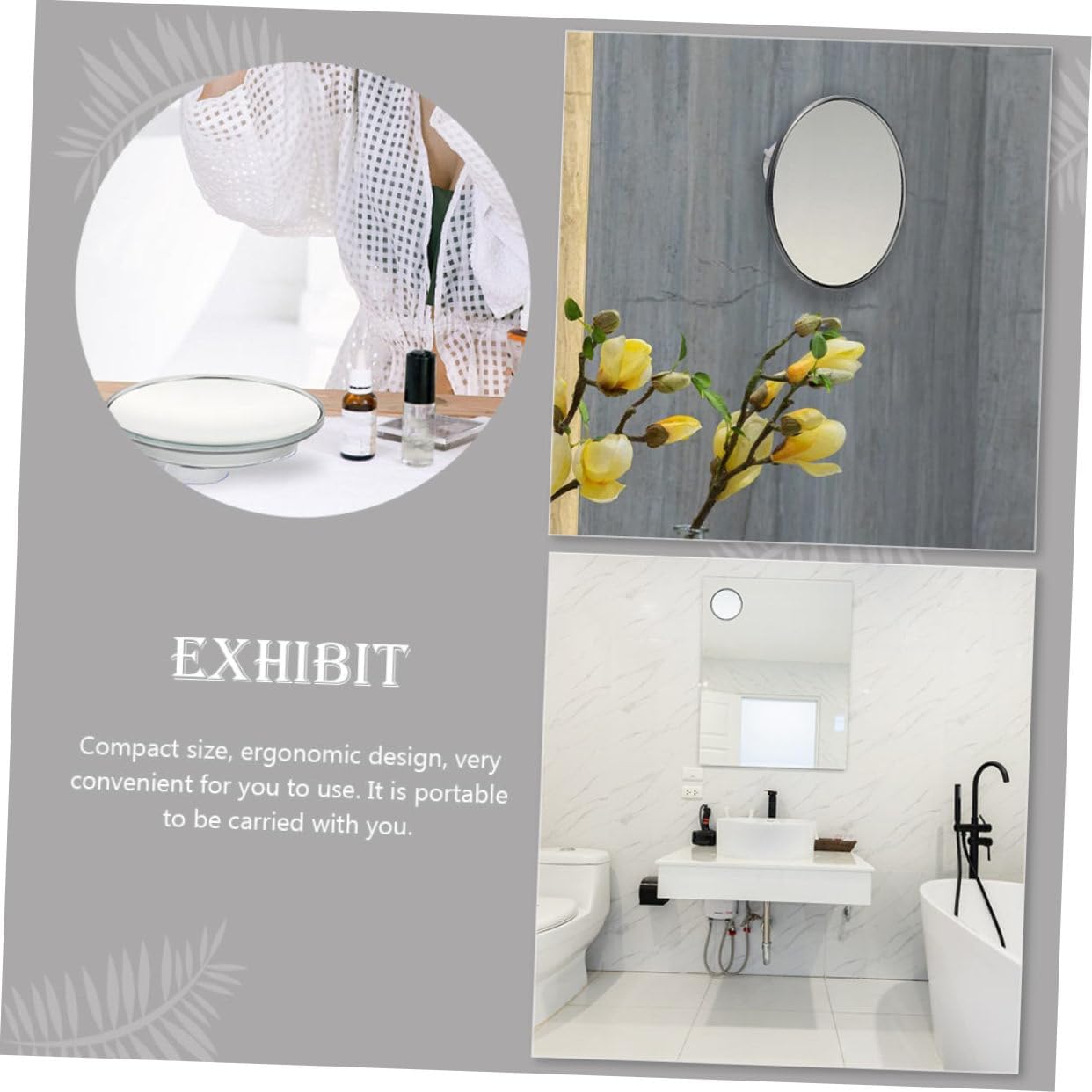 NOLITOY 2Pcs Magnifying Makeup Mirror with Suction Cup Clear High Definition Cosmetic Mirror for Bathroom Wall Portable with Silver Glass and Easy to Install and Carry