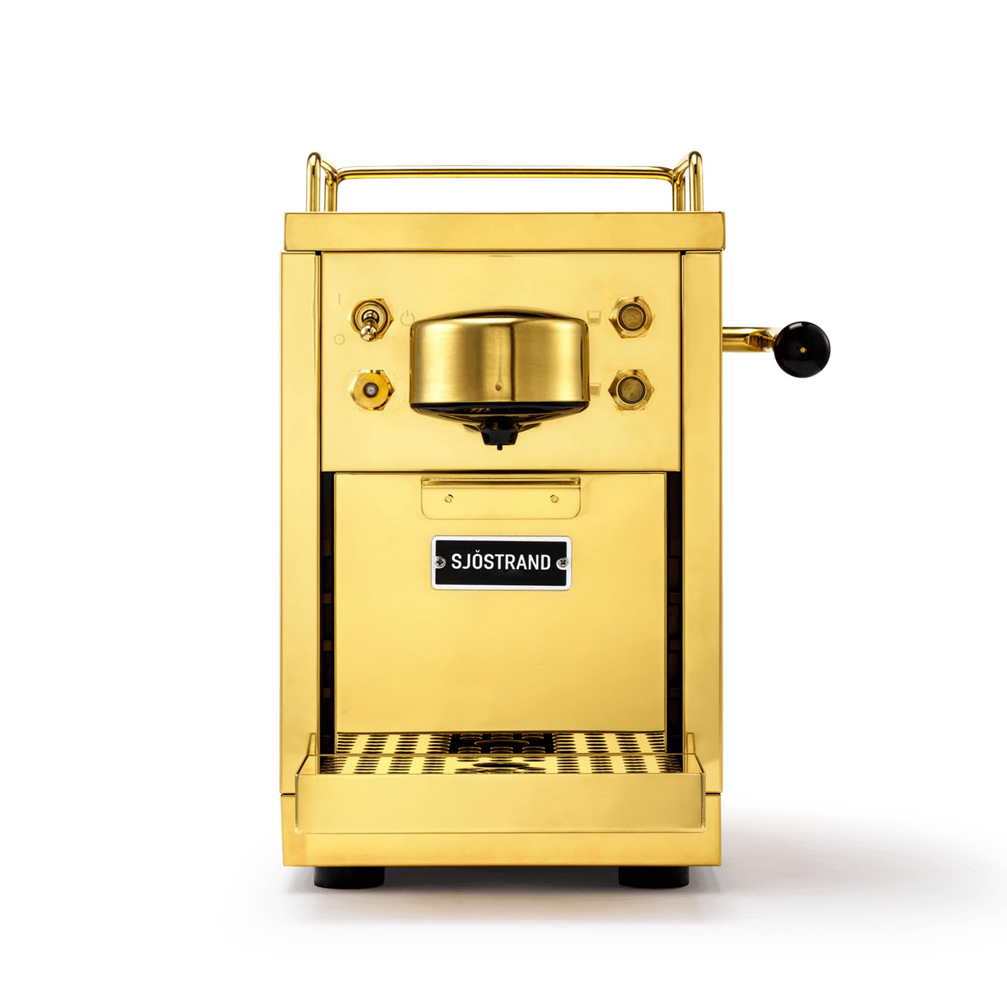 Sjostrand máquina de café en cápsulas, compatible con Nespresso, acero inoxidable, oro