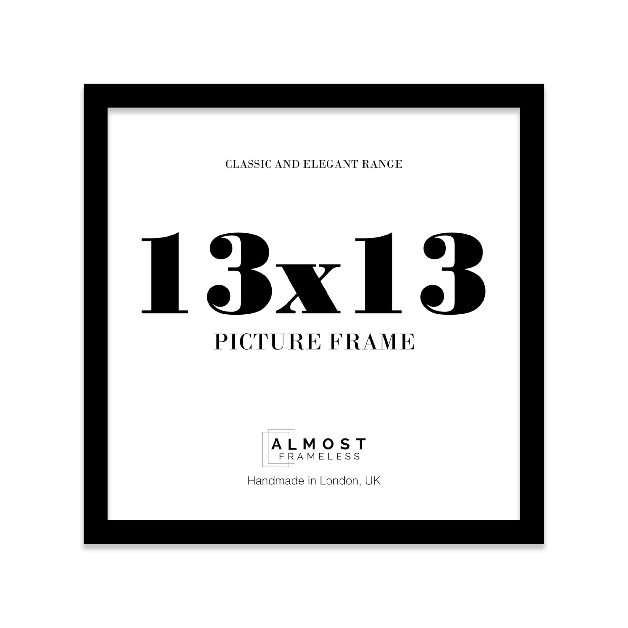 13x13 Black Picture Frame for Square Photos, Posters, Prints & Artwork, (22.9 x 27.9cm) Wall Display Modern Photo Frame for Home, Office, Gallery Wall, 1 Pack
