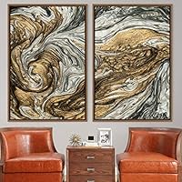 2 Piece Framed Canvas Wall Art Organic Fluids Canvas Prints Home Artwork Decoration for Living Room,Bedroom - 16