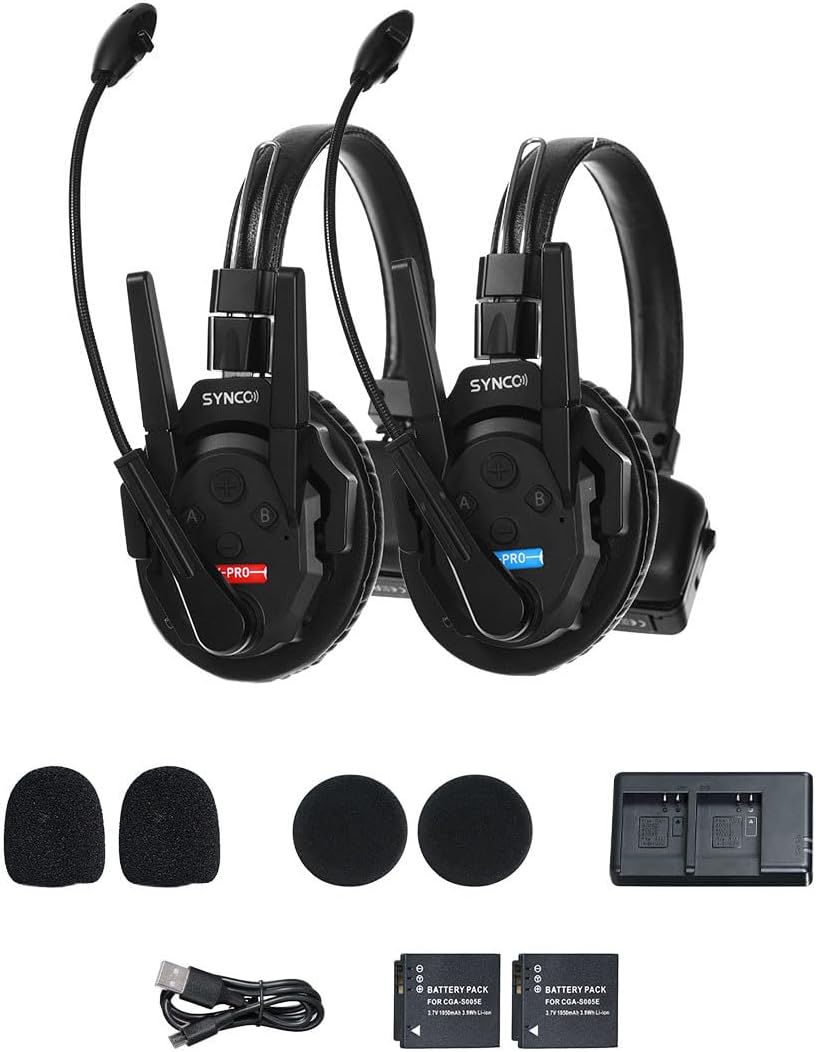 SYNCO XTalk Pro2 XPro X2 2.4GHz Wireless Headset Communication System Random Master Device 500m Operating Range Real-time Monitoring AI Noise Reduction Headset for Movie Shoot Live Show (2Pcs) - Image 2