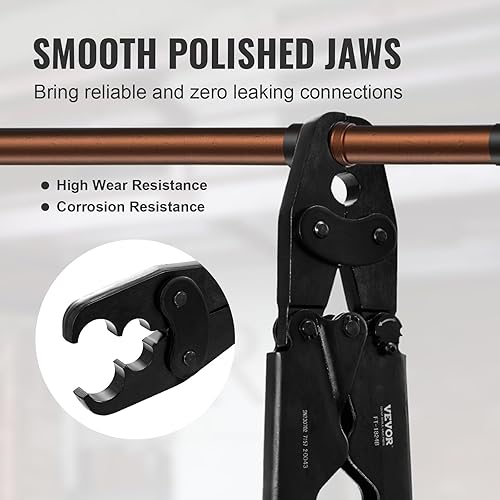 Miniatura 3 de VEVOR PEX - Herramienta de crimpado PEX, herramienta de crimpado de cobre PEX de doble cabezal para anillos de crimpado de cobre PEX de 12 y 34