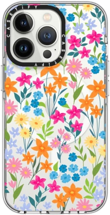 Clear iPhone 13 Pro Case [Not Yellowing / 6.6 ft. 3X Military Grade Drop Protection/Magsafe] - Bright Spring Flowers - Clear