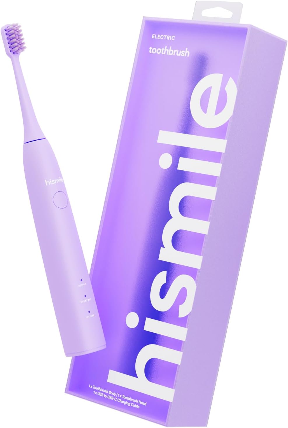 Electric Toothbrush, 3 Brushing Modes, Smart Timer, Rechargeable, Soft-Tapered Bristles, Mode Memory (Purple)