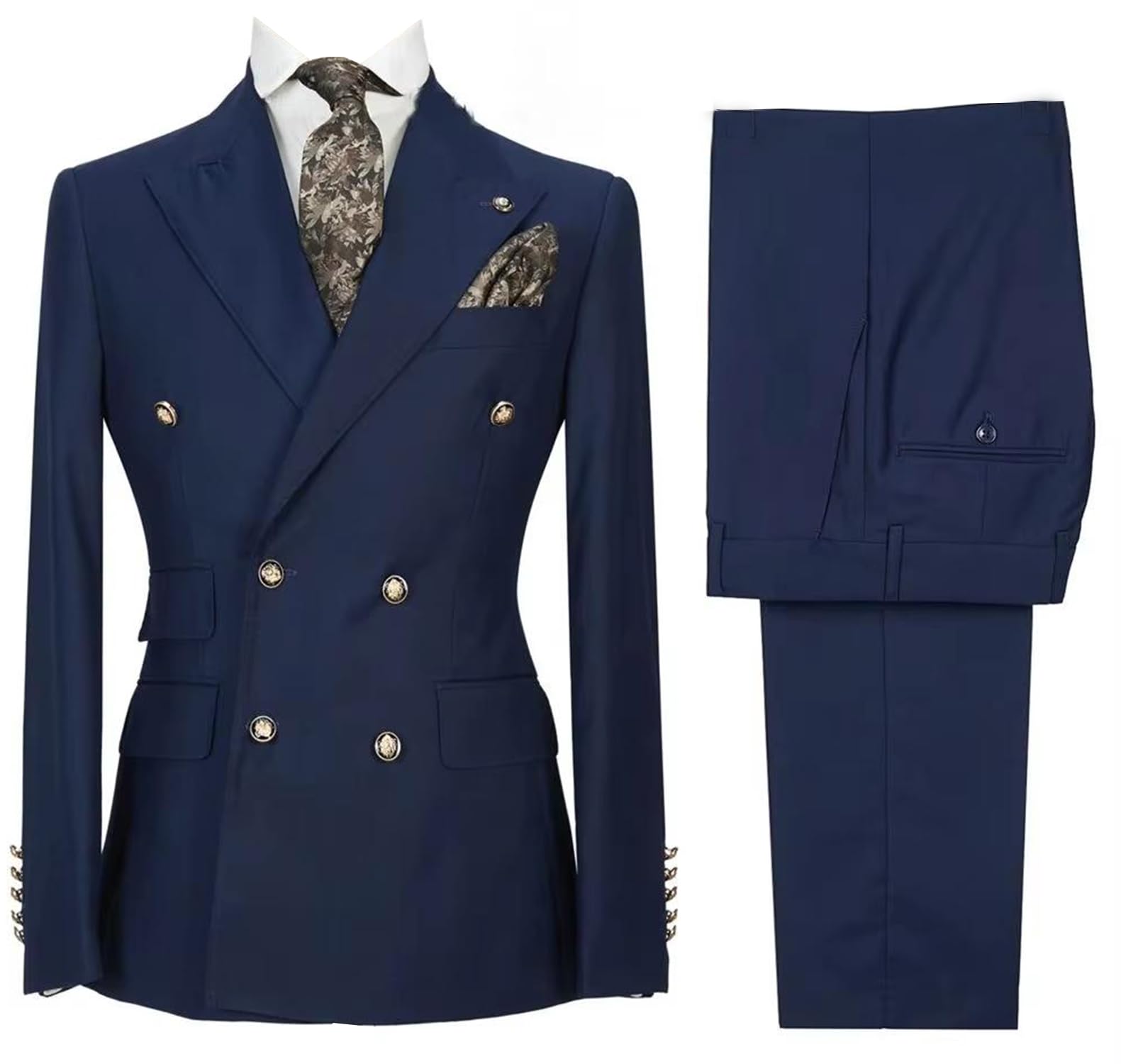 Uomo 2-Piece Suit Formal Smoking per Banchetti di Nozze Bottoni a Doppio Petto Giacca con Pantaloni