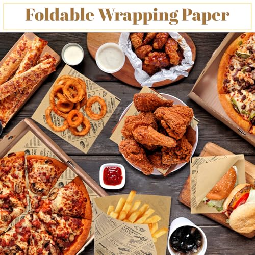 150 Stk Dickes Burger Papier, Deli Papierblätter, Käsepapier, Wasserdicht und Öl Burger Tüten, Sandwich Paper, Wrap Papier für Burgers, Pommes, Butterbrot, Käse, Kuchen, 15 x 15 cm