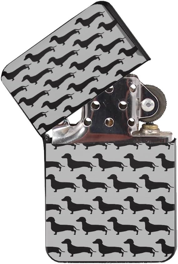 Daschunds - Black Lighter Windproof Flip-Top Refillable with tin Gift Box
