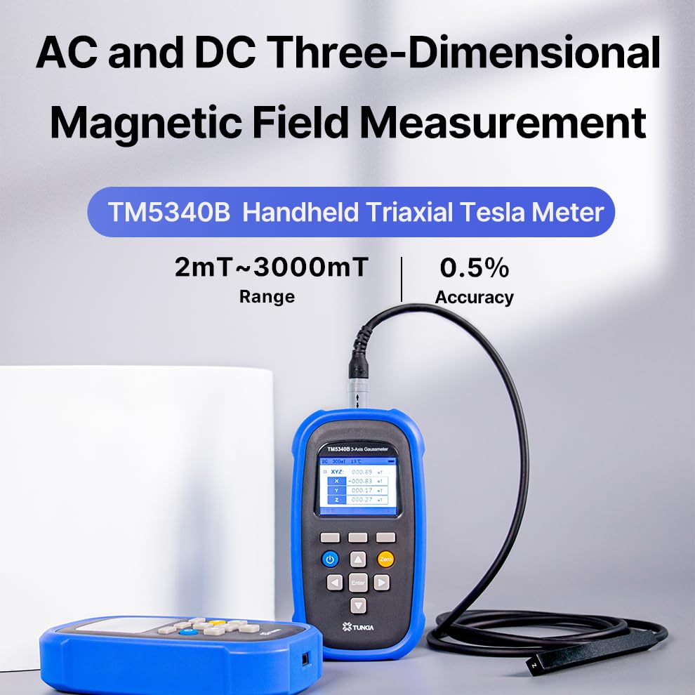 TM5340B Portable Handheld Three-Axis Digital Gaussmeter AC DC Magnetometer 0.5% High Precision with Data Storage and Backlight