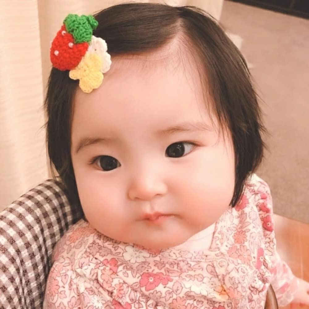 Amazon.co.jp: 赤ちゃん ヘアピン ベビー ぱっちん コットン編み苺と  