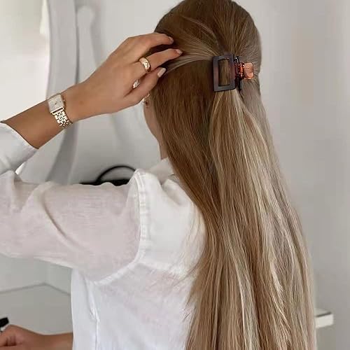 Miniatura 9 de ATODEN 5 pinzas cuadradas para el cabello mate para mujeres y niñas, pinzas cuadradas de 2 pulgadas para cabello fino y mediano, antideslizantes,