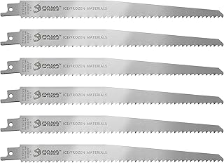 9-Inch 6TPI Stainless Steel Reciprocating Saw Blades, Unpainted for Frozen Meat and Bone Cutting (6-Pack)