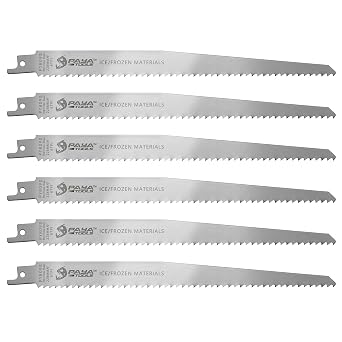 9-Inch 6TPI Stainless Steel Reciprocating Saw Blades, Unpainted for Frozen Meat and Bone Cutting 6-Pack