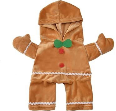 Dog Christmas Outfit Gingerbread Man Stand Up Costume Holiday Puppy Cat Jumpers New Year Gifts Party Decor Supplies Brown, S