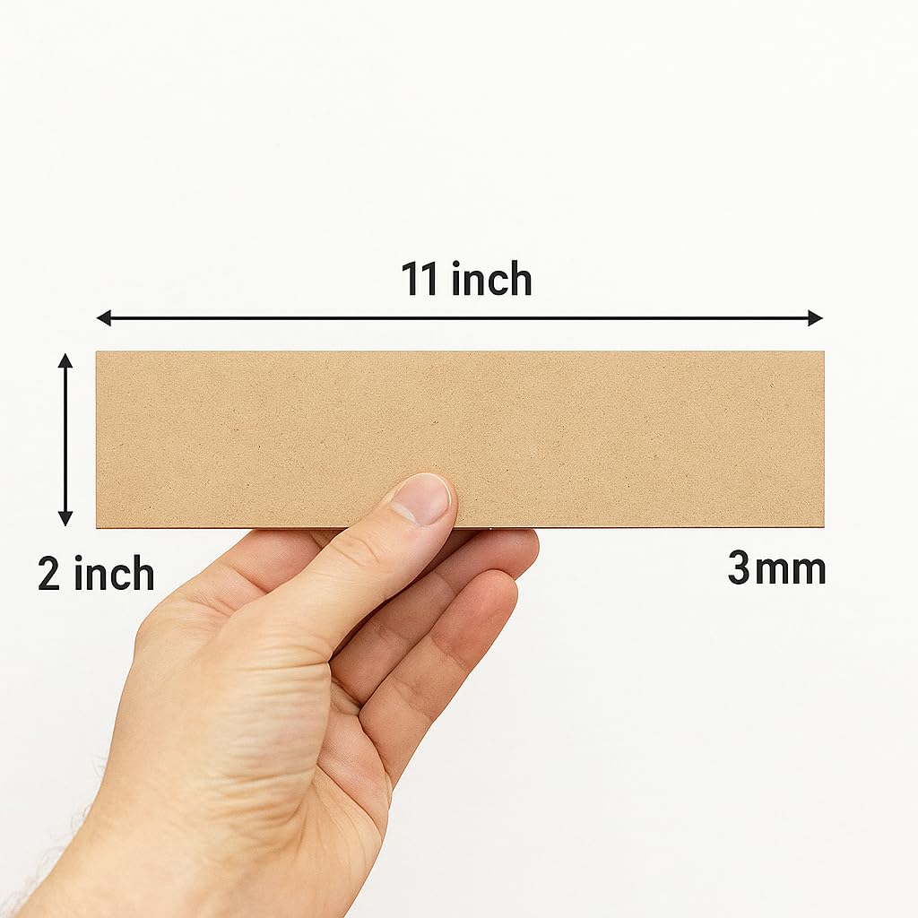 RK Trends 3 mm MDF Boards for DIY Art & Crafts,(Pack of 6Pcs) Wood MDF Sheets for Craft Work, Painting, Resin Art, Fluid Art, Decoupage, Mandala Art, Pyrography. (11 Inch X 2 Inch) 1
